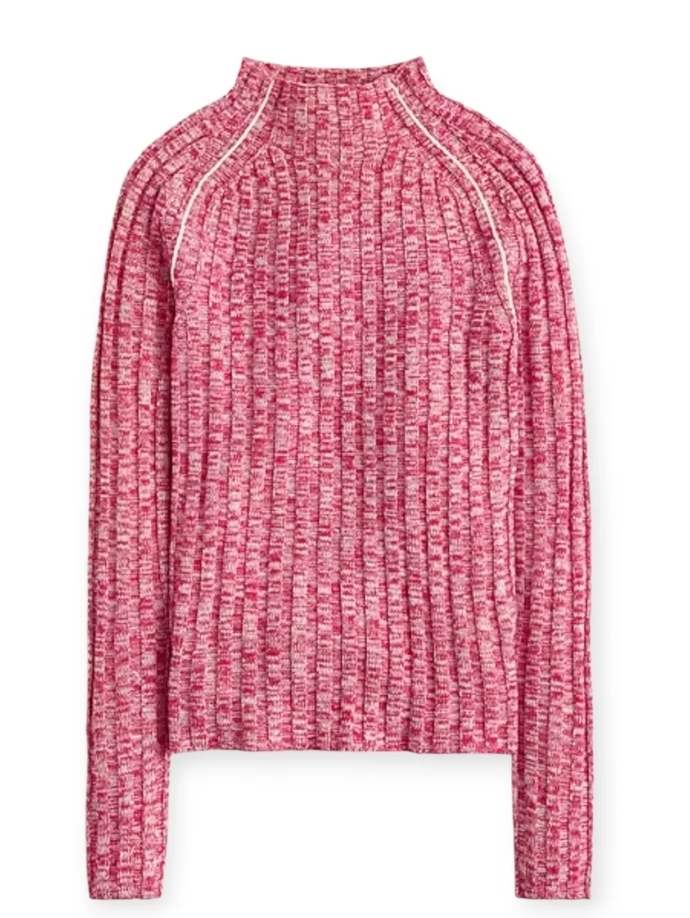 Nwt J.CREW wide-rib mockneck sweater in marled Red 100% merino wool Size Large